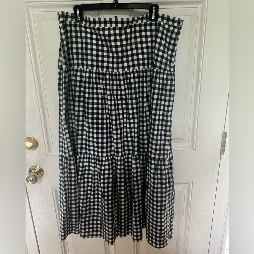 Navy Gingham Tiered Maxi